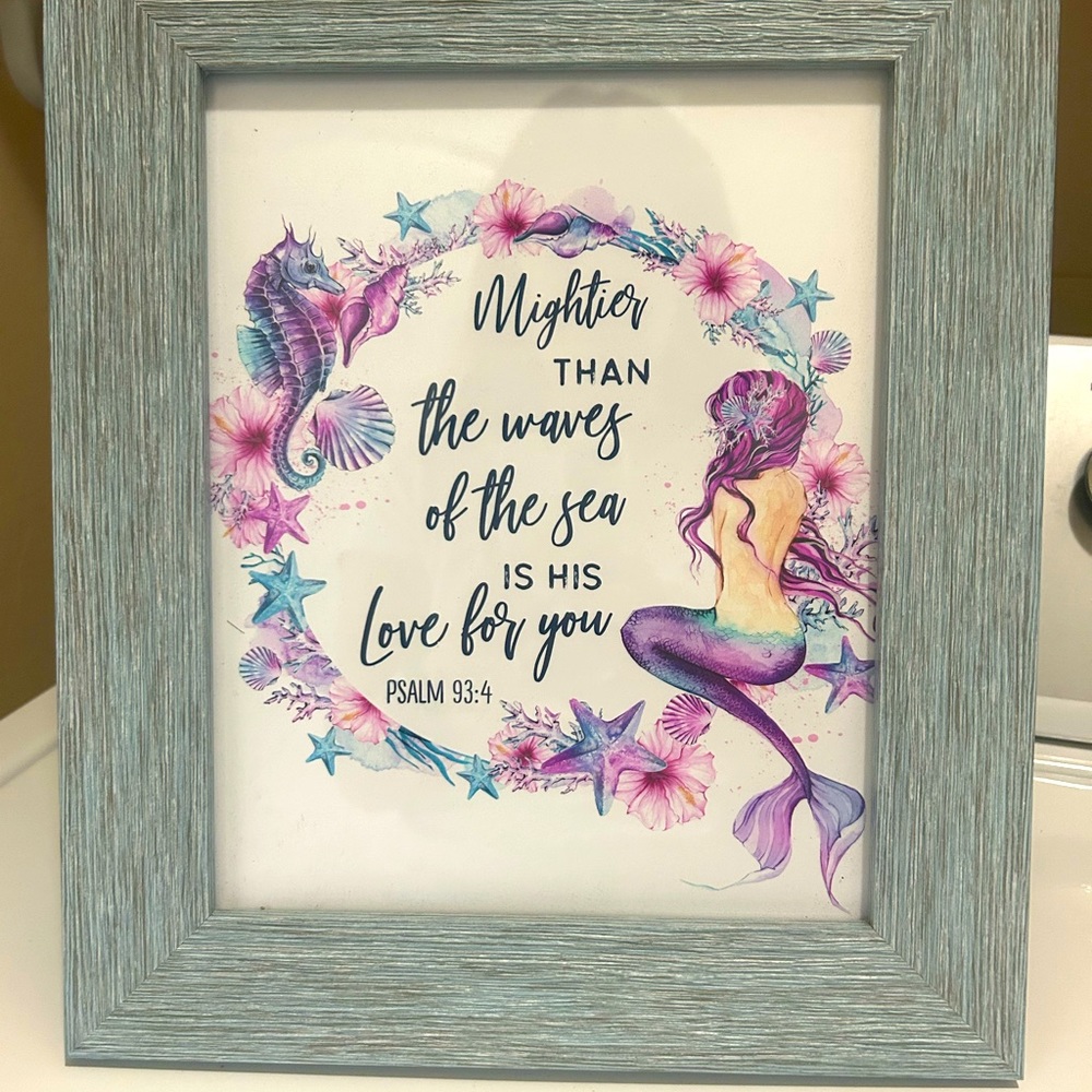 Mermaid bible verse framed picture